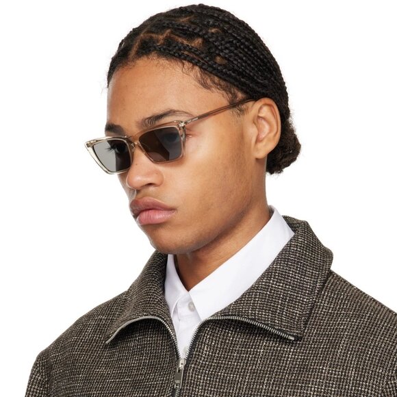 Saint Laurent Men Sunglasses Beige Silver Cat Eye SL737 MICA THIN 004 BRAND NEW - Picture 13 of 13